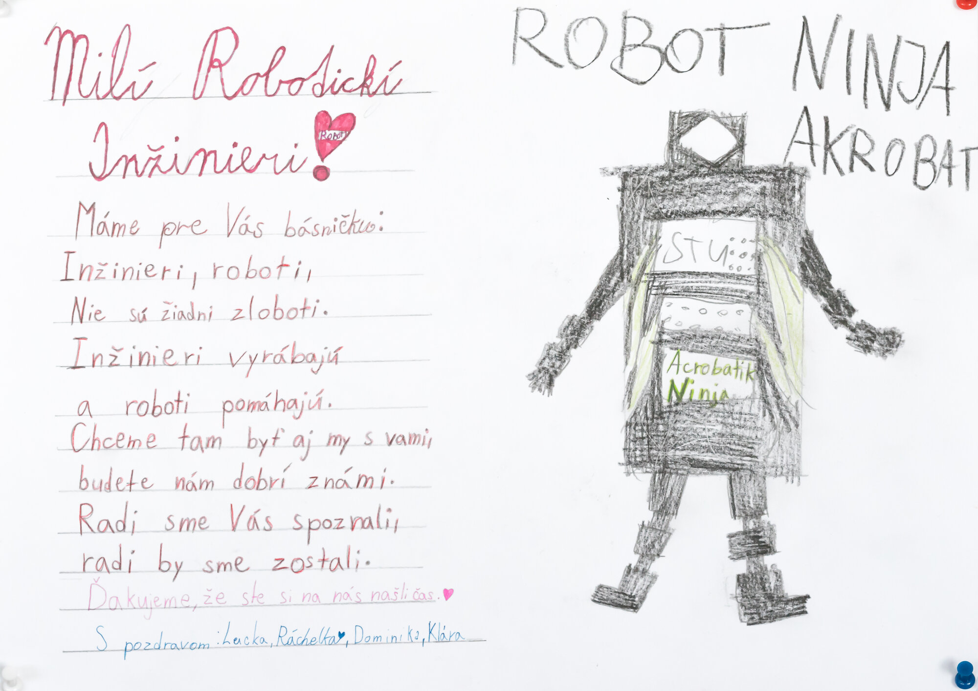 List detí zo 4.C Ústavu robotiky a kybernetiky FEI STU