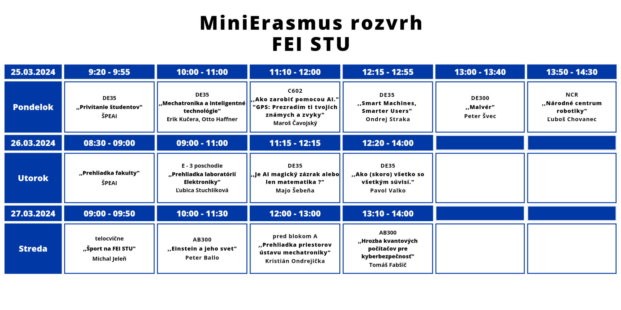 Rozvrh MiniErasmus jar 2024